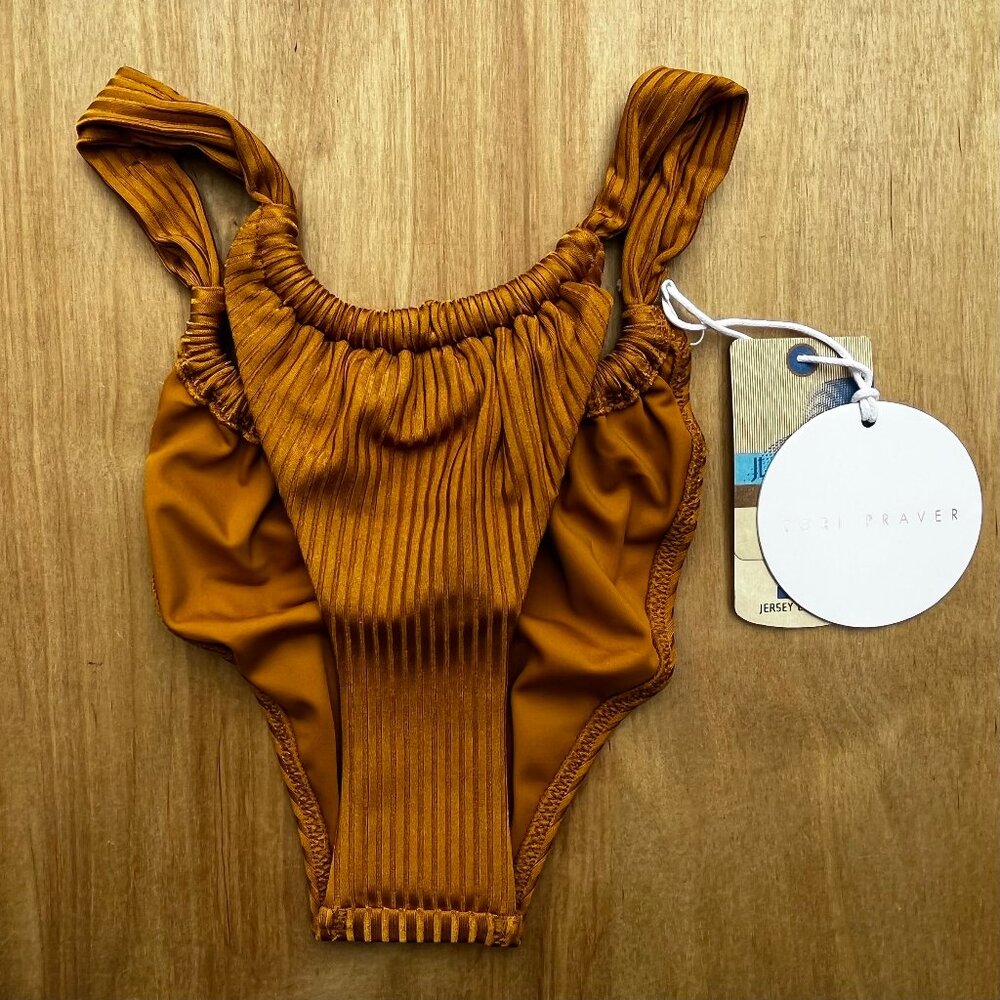 TORI PRAVER JEAN CHEEKY BOTTOM Women’s Bronze Bikini Bottoms sz XS NWT
